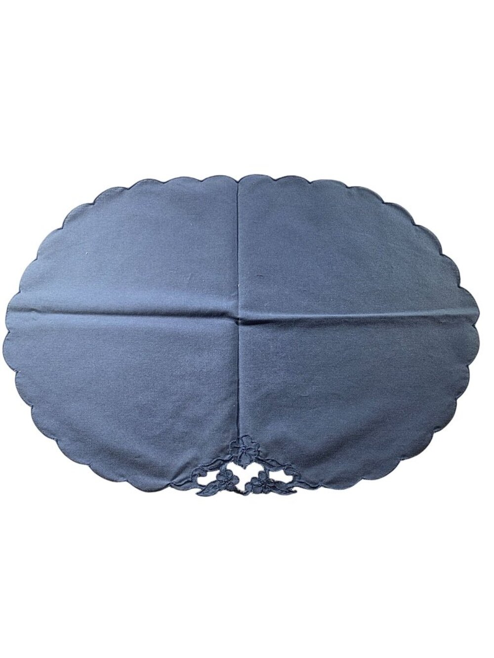 Set of four placemats and napkins Blue Scalloped Floral grannycore cottagecore
